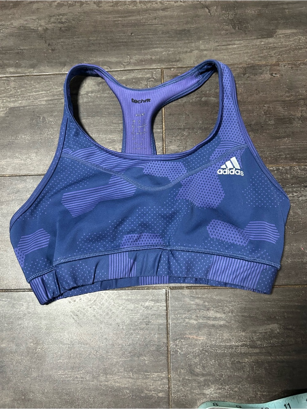 adidas Purple Racerback Techfit Patterned Sports Bra